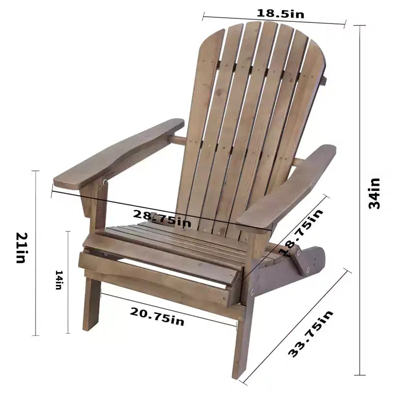 Sedia Adirondack Pieghevole Grande in Legno di Pino Grand Collection