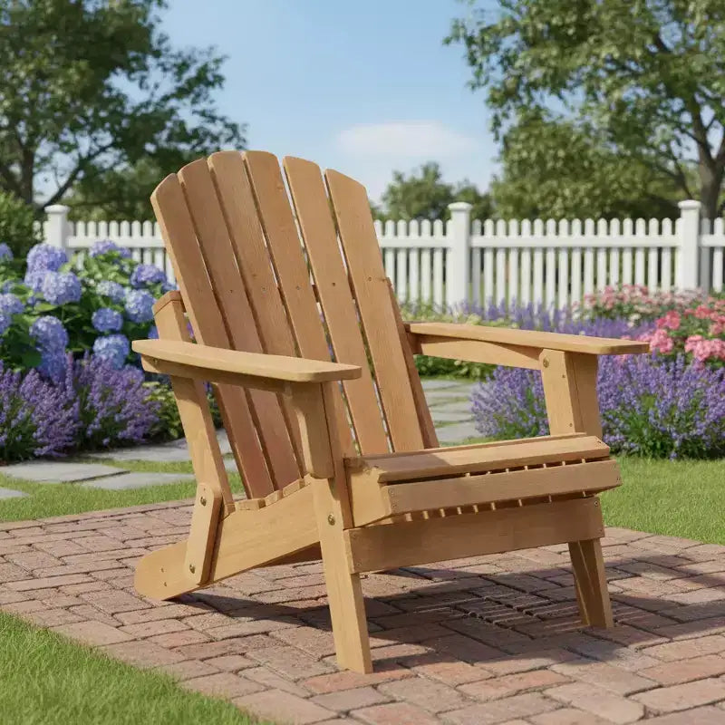 Sedia Adirondack Pieghevole in Legno Sovradimensionata con Schienale e Seduta Preassemblati, Legno di Hemlock, Capacità di Carico 150 kg per Giardino o Terrazza