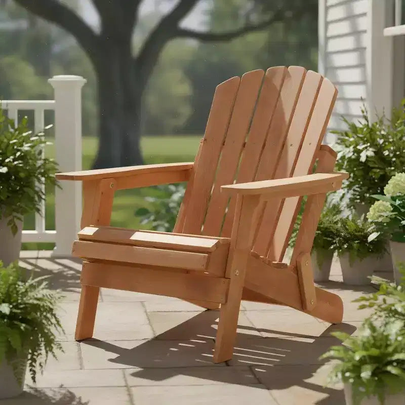 Sedia Adirondack Pieghevole in Legno Sovradimensionata con Schienale e Seduta Preassemblati, Legno di Hemlock, Capacità di Carico 150 kg per Giardino o Terrazza