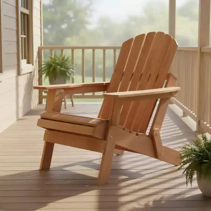 Sedia Adirondack Pieghevole in Legno Sovradimensionata con Schienale e Seduta Preassemblati, Legno di Hemlock, Capacità di Carico 150 kg per Giardino o Terrazza