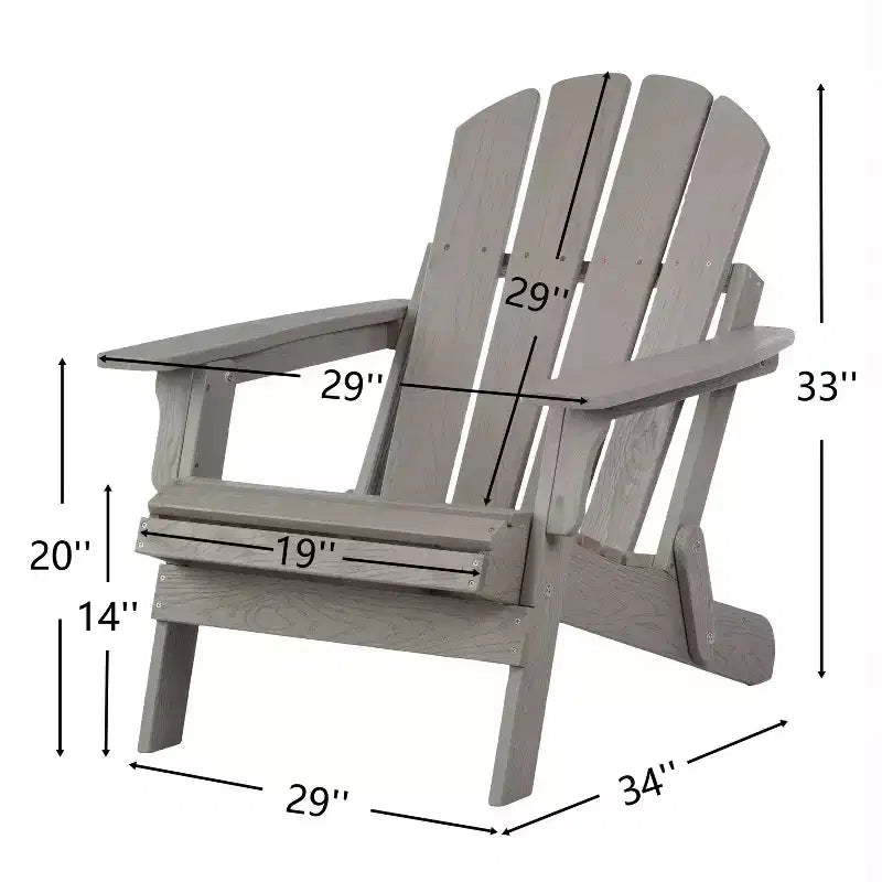 Sedia Adirondack Pieghevole in Legno Goffrato Oversize con Schienale e Seduta Preassemblati, Legno di Hemlock, Capacità di Carico 150 kg per Giardino o Terrazza