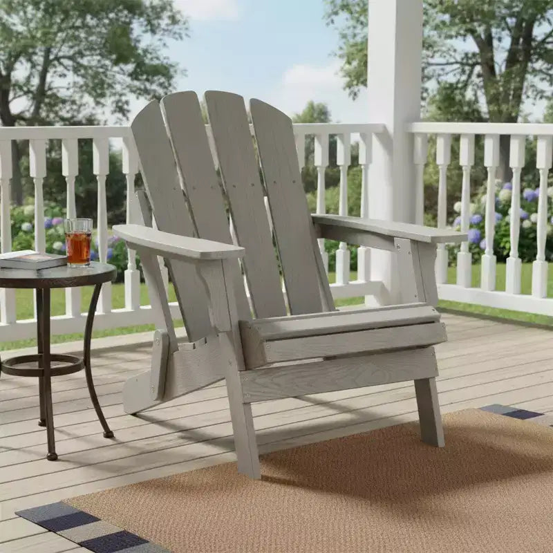 Sedia Adirondack Pieghevole in Legno Goffrato Oversize con Schienale e Seduta Preassemblati, Legno di Hemlock, Capacità di Carico 150 kg per Giardino o Terrazza