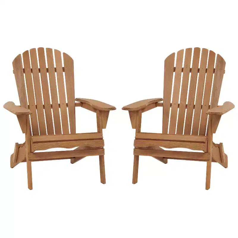 Set di 2 sedie Adirondack pieghevoli in legno con schienale pre-assemblato, legno di Hemlock, design pieghevole per giardino o cortile