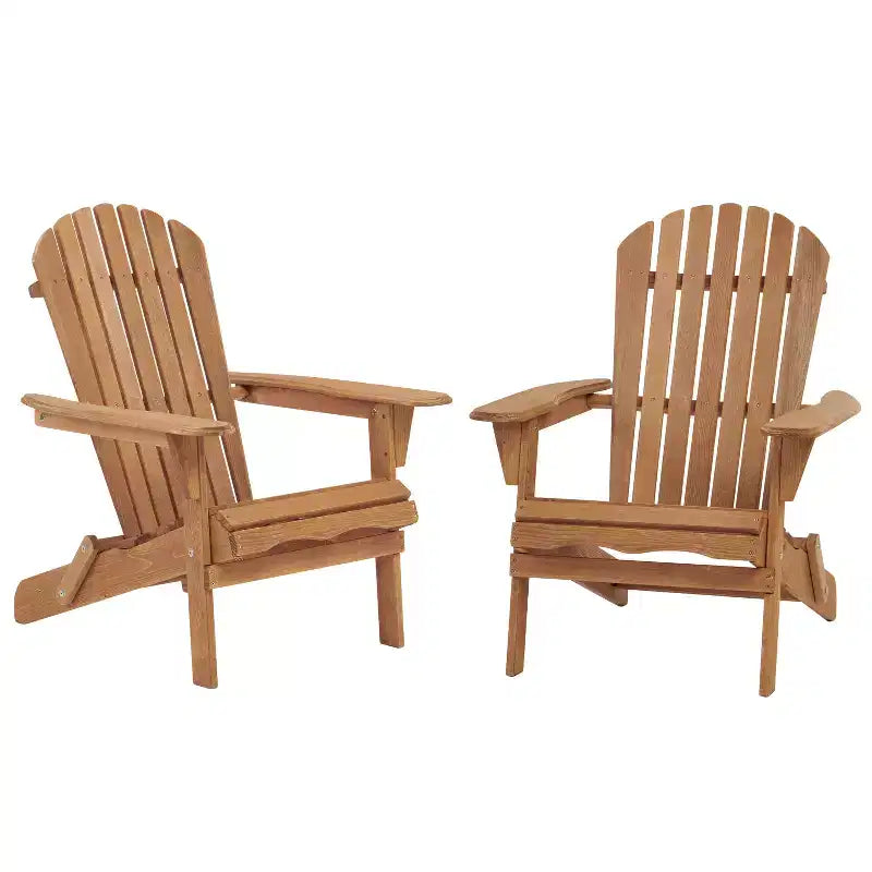 Set di 2 sedie Adirondack pieghevoli in legno con schienale pre-assemblato, legno di Hemlock, design pieghevole per giardino o cortile