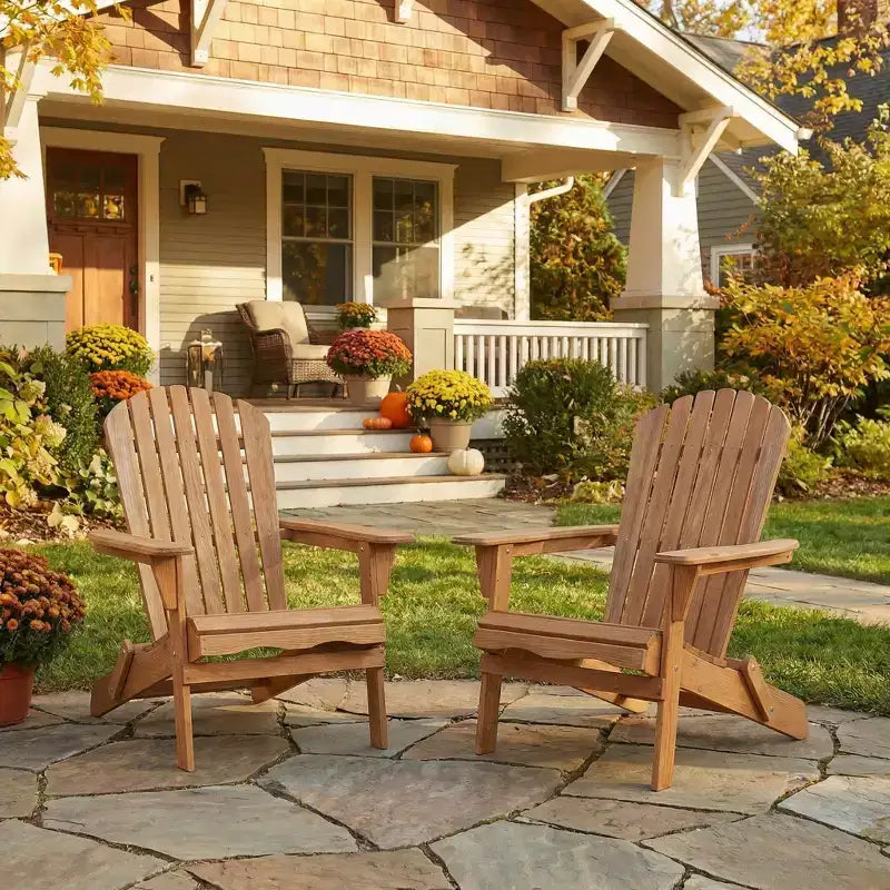 Set di 2 sedie Adirondack pieghevoli in legno con schienale pre-assemblato, legno di Hemlock, design pieghevole per giardino o cortile