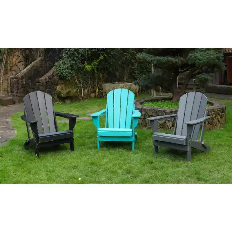 Sedia Pieghevole Adirondack per tutte le stagioni in HDPE con doppi portabicchieri, capacità di peso 172 kg, bassa manutenzione per giardino o campeggio