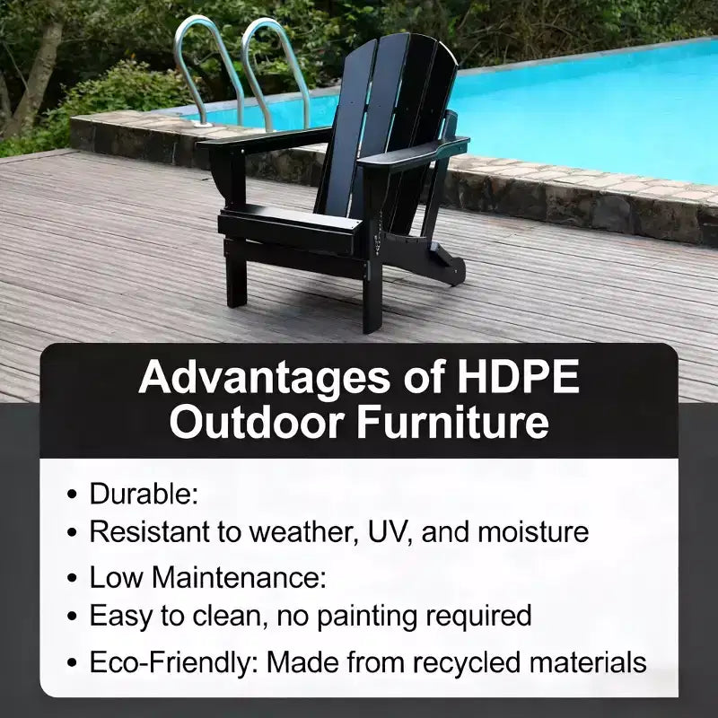 Sedia Pieghevole Adirondack per tutte le stagioni in HDPE con doppi portabicchieri, capacità di peso 172 kg, bassa manutenzione per giardino o campeggio