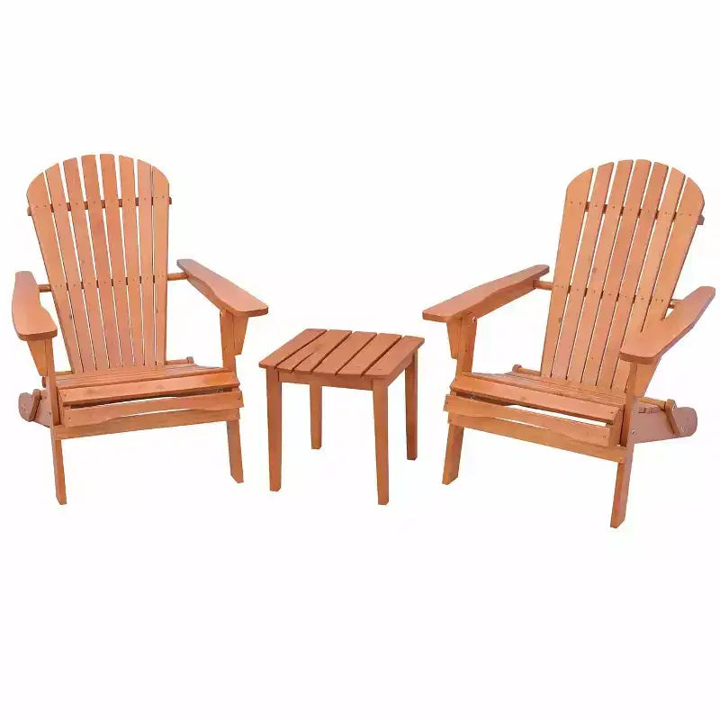 Chaise Adirondack pliable grand format en pin, 2 chaises et 1 table d'appoint