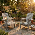 Folding Cedar Wood Adirondack Chairs, Embossed Wood Grain Outdoor Patio Lounge Seating for Garden