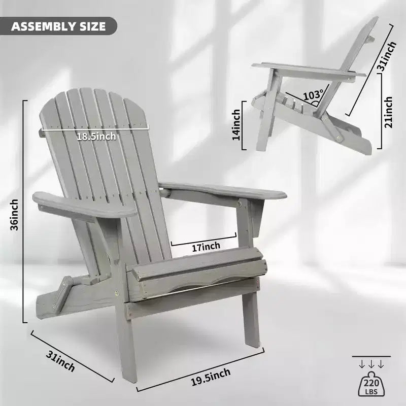 Fauteuils Adirondack pliables en cèdre, grain de bois estampé pour le jardin, sièges de salon d'extérieur pour patio