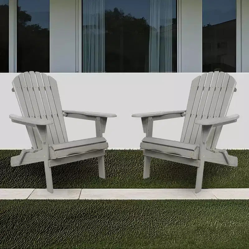 Fauteuils Adirondack pliables en cèdre, grain de bois estampé pour le jardin, sièges de salon d'extérieur pour patio