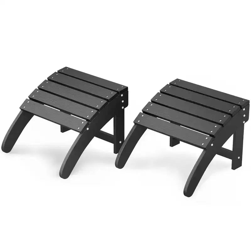 Ensemble de 2 poufs Adirondack pliables, repose-pieds en PEHD résistant aux intempéries, 45,7 cm (L) x 47,5 cm (P) x 35,8 cm (H), capacité de 90,7 kg pour terrasse