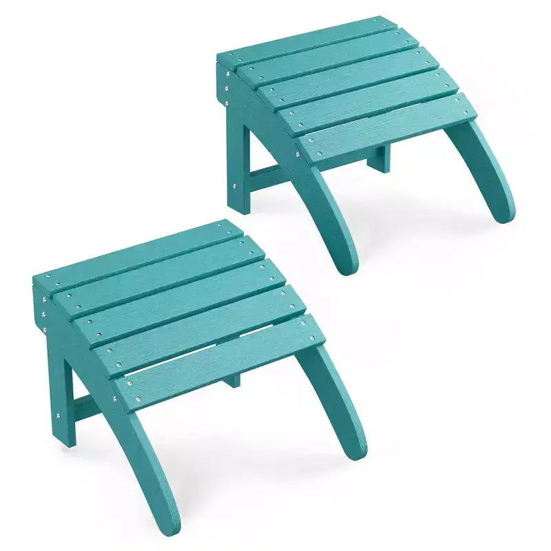 Ensemble de 2 poufs Adirondack pliables, repose-pieds en PEHD résistant aux intempéries, 45,7 cm (L) x 47,5 cm (P) x 35,8 cm (H), capacité de 90,7 kg pour terrasse