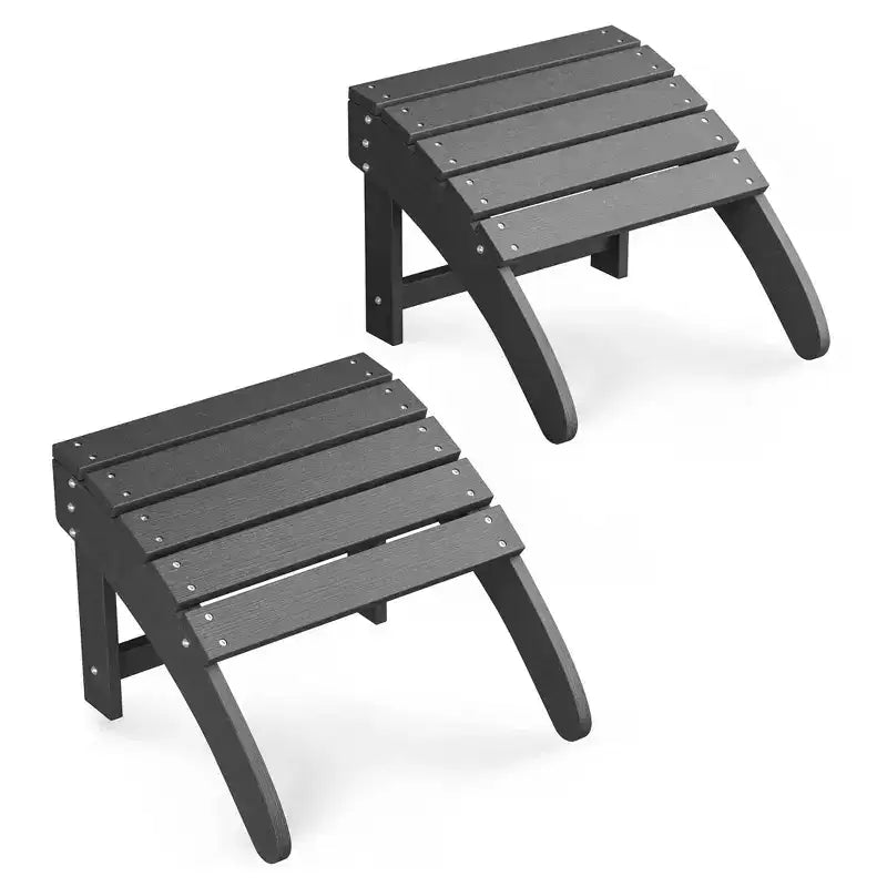Ensemble de 2 poufs Adirondack pliables, repose-pieds en PEHD résistant aux intempéries, 45,7 cm (L) x 47,5 cm (P) x 35,8 cm (H), capacité de 90,7 kg pour terrasse