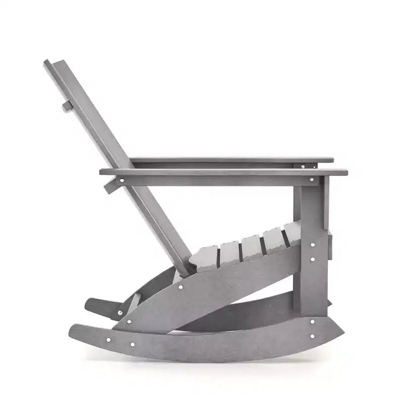 Gymax Adirondack Rocking Chair w/ Rounded Armrests HDPE Porch Rocker Supports up to 330lbs Gray