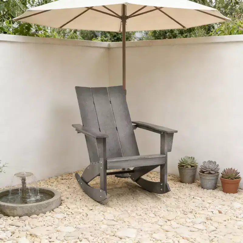 Sedia a dondolo Adirondack Gymax con braccioli arrotondati, per portico, in HDPE, supporta fino a 150 kg, grigio