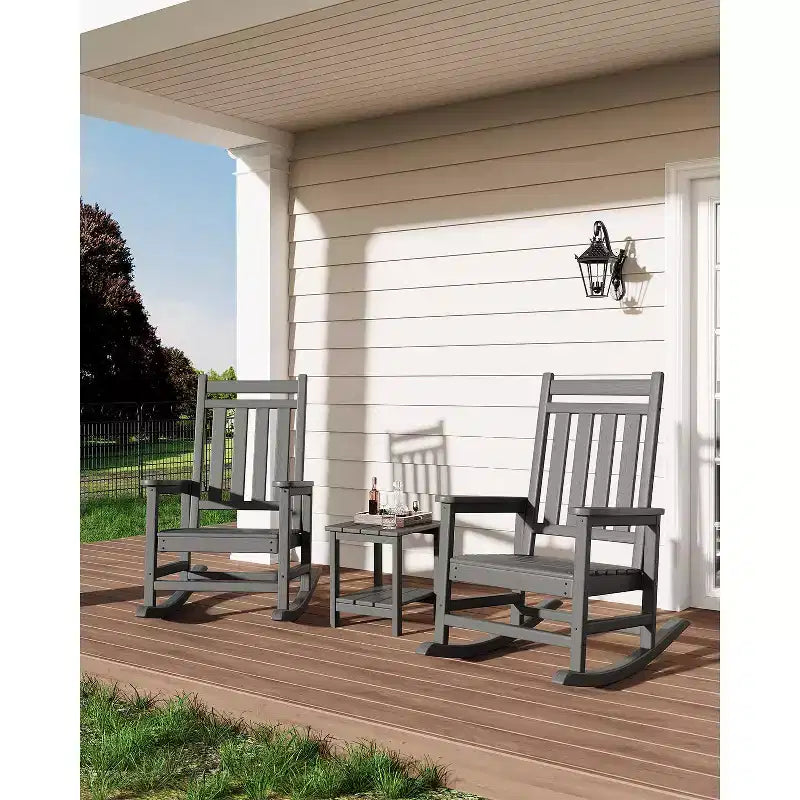Tavolino da esterno Adirondack 18, 2 piani in HDPE resistente alle intemperie, tavolino quadrato per patio, piscina, portico, terrazza