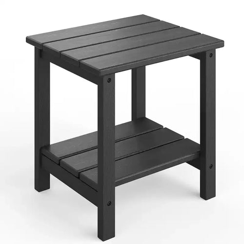 18 Outdoor Adirondack Side Table, 2-Tier HDPE Weather Resistant, Square End Table for Patio Poolside Porch Deck