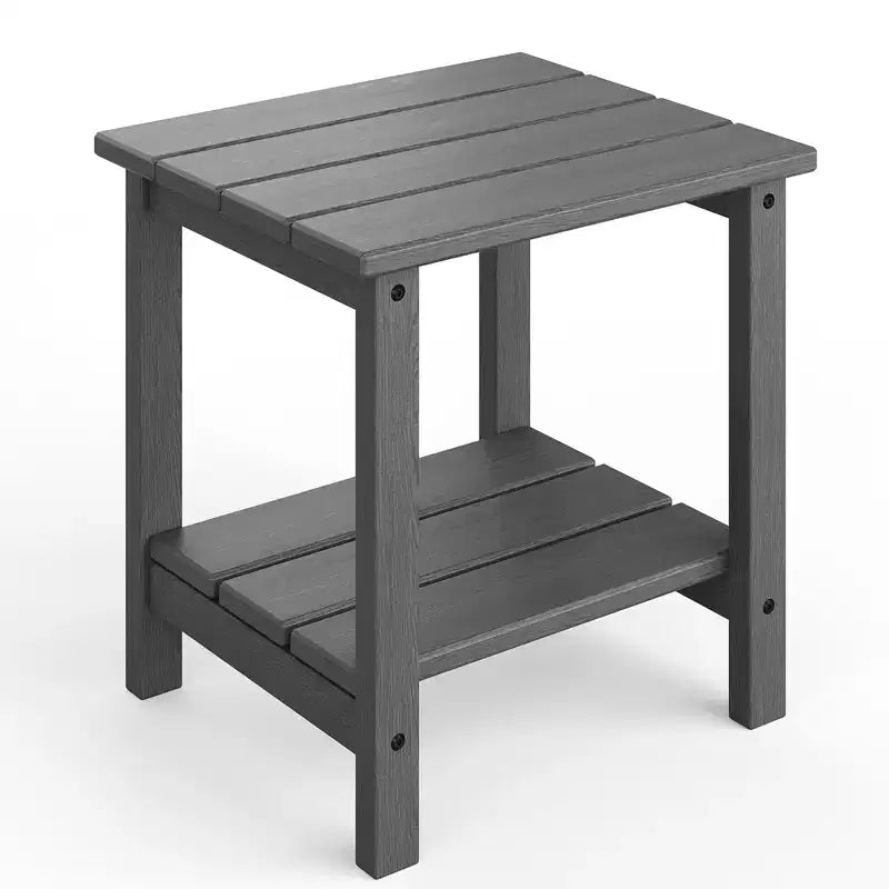 Tavolino da esterno Adirondack 18, 2 piani in HDPE resistente alle intemperie, tavolino quadrato per patio, piscina, portico, terrazza