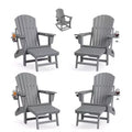 4-in-1 Folding HDPE Adirondack Chairs Set of 4, Retractable Ottoman & Removable Rocking Base, 400lbs Capacity Grey