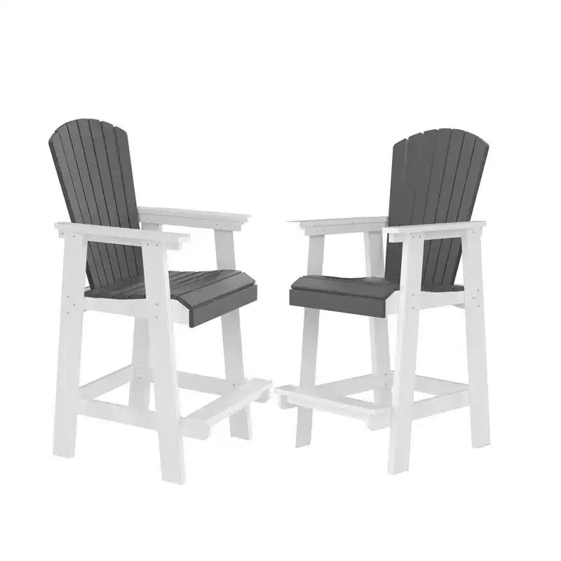 Sgabello da bar da esterno GDFStudio Harbor Adirondack in HDPE con braccioli allargati (set da 2)