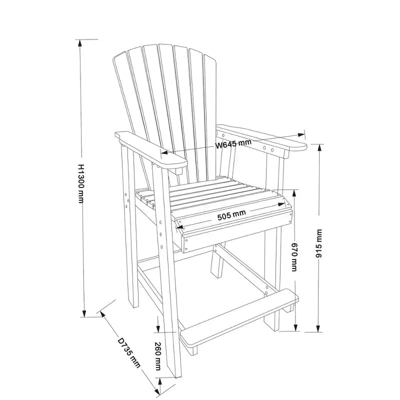 Sgabello da bar da esterno GDFStudio Harbor Adirondack in HDPE con braccioli allargati (set da 2)