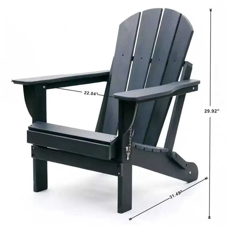 Chaise Adirondack pliante NAYSAYE en PEHD pour terrasse avec deux porte-gobelets et support de téléphone pour brasero de jardin, Gris, 31.49*22.04*29.92