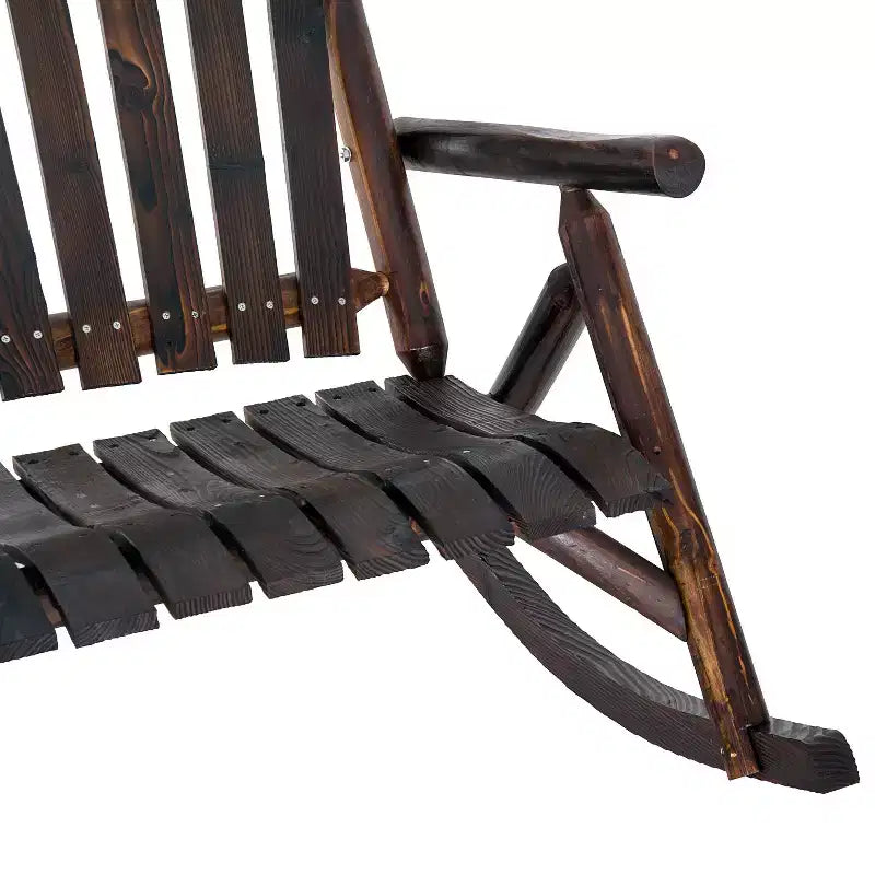 Sedia a Dondolo Adirondack Doppia in Legno per Interni ed Esterni, con Schienale Alto a Doghe per Giardino e Patio