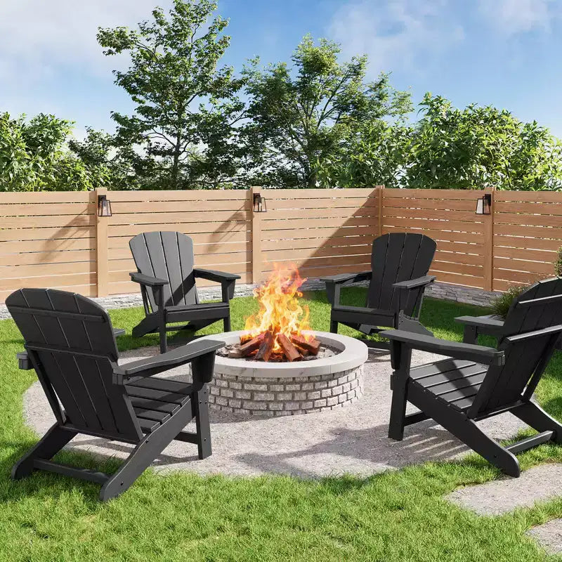 Oversized HDPE Adirondack Patio Chairs Set of 4  380 LB Heavy Duty  Weather Resistant Poly Lumber, Ideal for Deck, Pool, Porch, Fire Pit