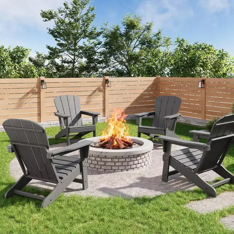 Set di 4 sedie Adirondack da patio in HDPE oversize, resistenti 172 kg, in Poly Lumber resistente alle intemperie, ideali per ponte, piscina, portico, braciere