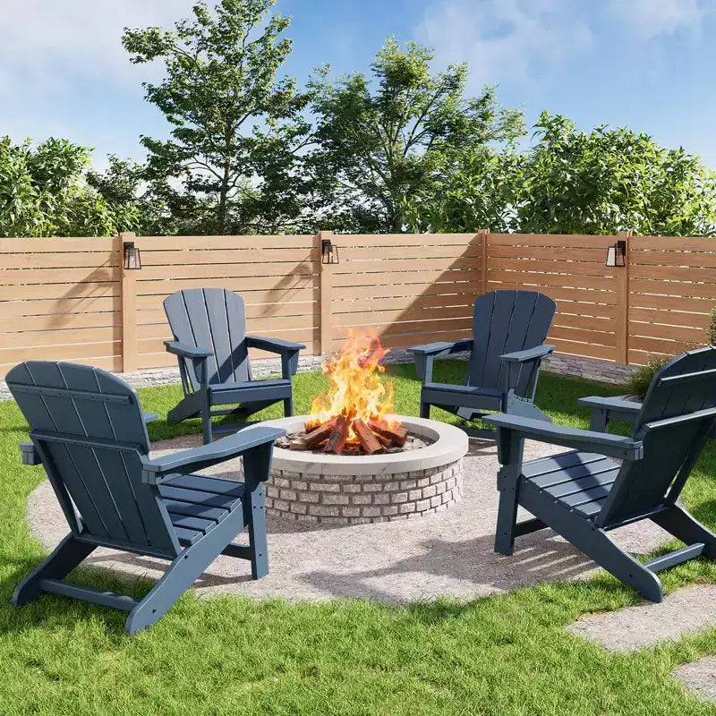 Set di 4 sedie Adirondack da patio in HDPE oversize, resistenti 172 kg, in Poly Lumber resistente alle intemperie, ideali per ponte, piscina, portico, braciere