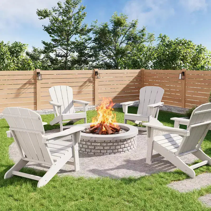 Set di 4 sedie Adirondack da patio in HDPE oversize, resistenti 172 kg, in Poly Lumber resistente alle intemperie, ideali per ponte, piscina, portico, braciere