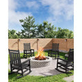 All-Weather HDPE Poly Lumber Adirondack Rocking Chairs Set of 4, High Back Patio Porch Rockers, Low Maintenance, Black