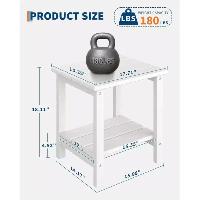 Set di 2 sedie Adirondack pieghevoli con tavolino, in plastica HDPE effetto legno, portata 172 kg, resistenti alle intemperie per patio o piscina