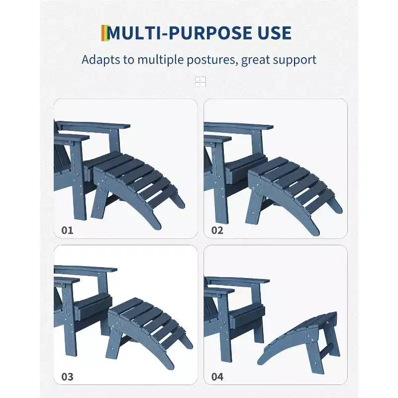 Repose-pieds Adirondack pliant en PEHD – Repose-pieds extérieur toutes saisons pour terrasse, patio et piscine (1 pièce, taille standard)