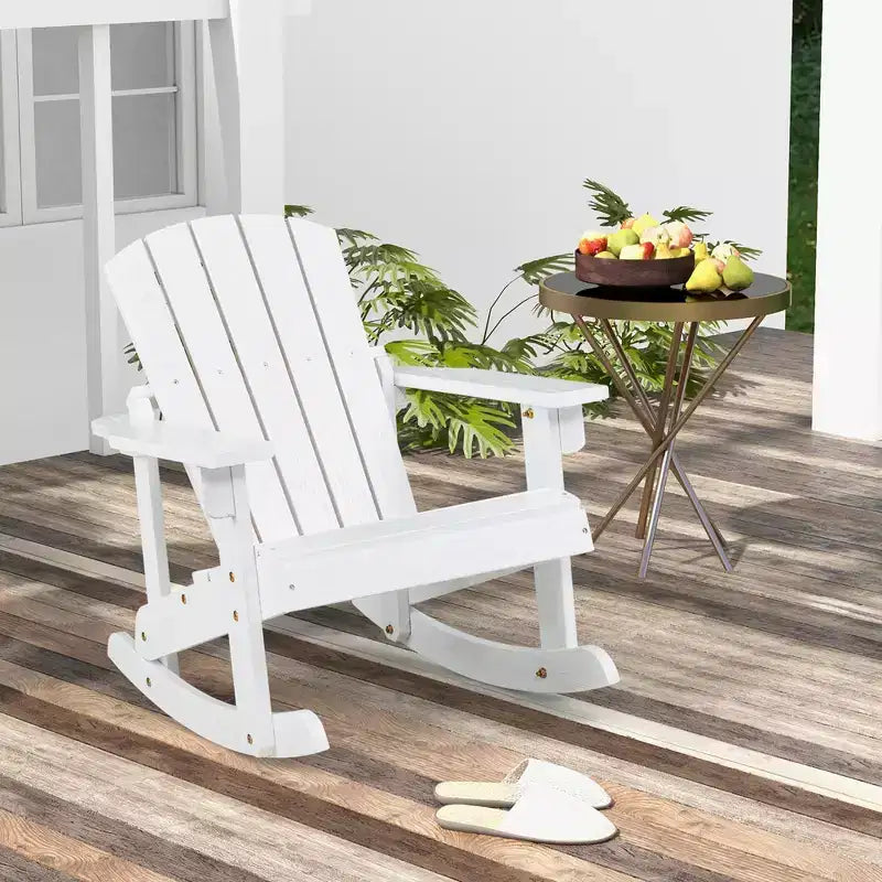 Costway 4 SEDIE A DONDOLO PER BAMBINI Adirondack da Esterno in Legno Massello con Schienale a Doghe