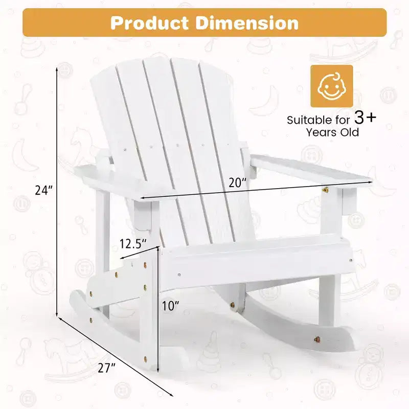 Costway 4 SEDIE A DONDOLO PER BAMBINI Adirondack da Esterno in Legno Massello con Schienale a Doghe