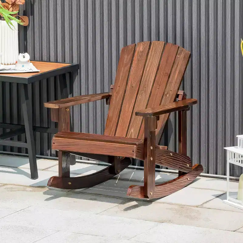Costway 4 SEDIE A DONDOLO PER BAMBINI Adirondack da Esterno in Legno Massello con Schienale a Doghe