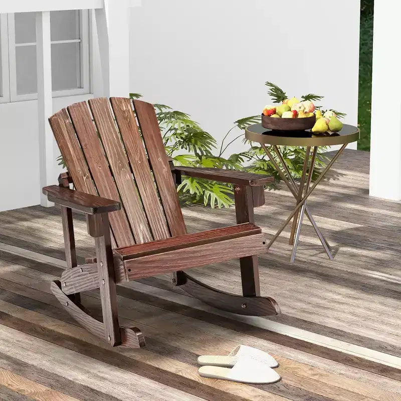Costway 4 SEDIE A DONDOLO PER BAMBINI Adirondack da Esterno in Legno Massello con Schienale a Doghe