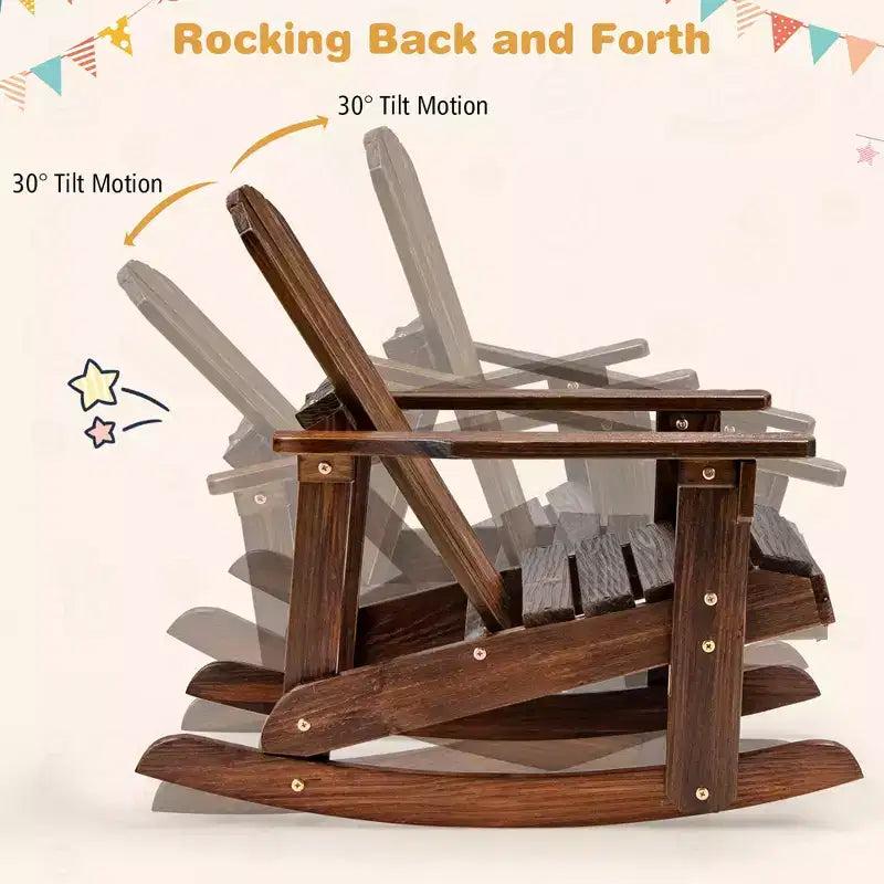 Costway 4 SEDIE A DONDOLO PER BAMBINI Adirondack da Esterno in Legno Massello con Schienale a Doghe