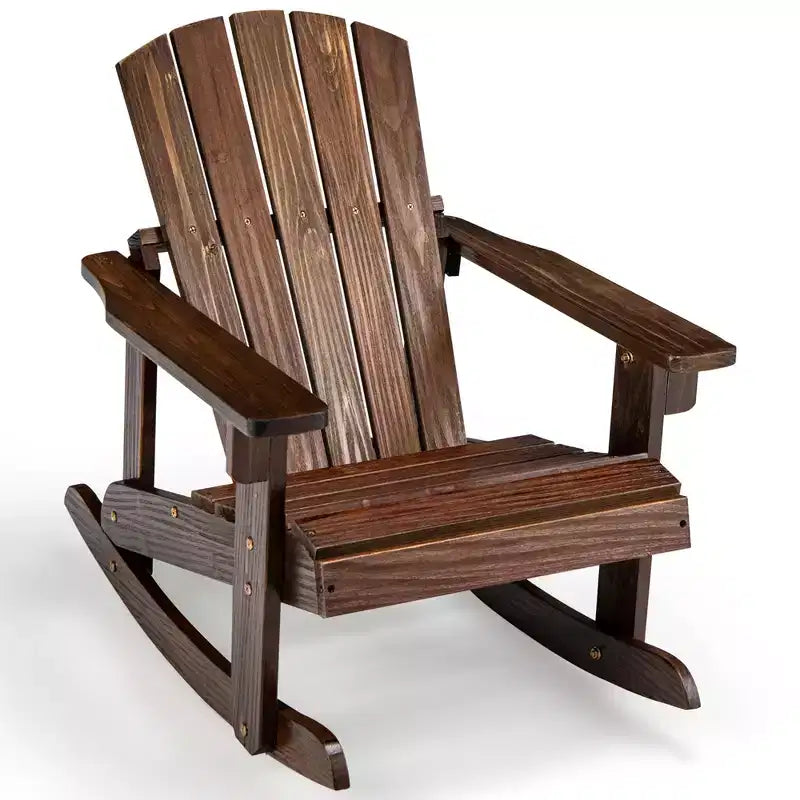Costway 4 SEDIE A DONDOLO PER BAMBINI Adirondack da Esterno in Legno Massello con Schienale a Doghe