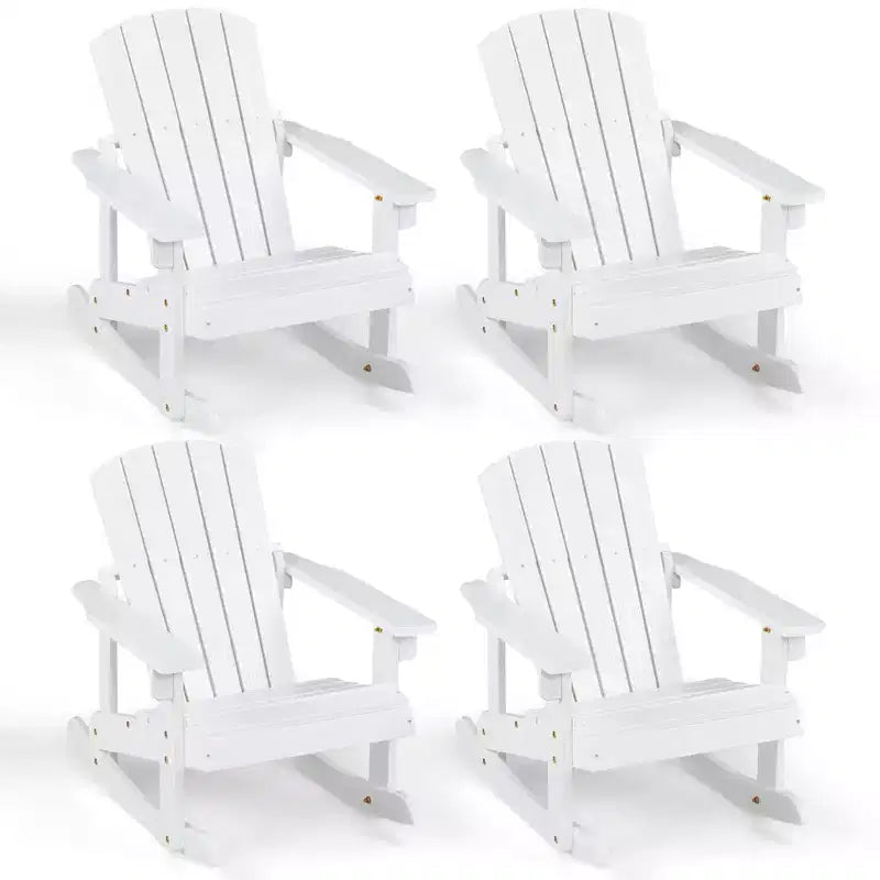 Costway 4 chaises à bascule pour enfants Adirondack, extérieur, bois massif, assise à lattes et dossier