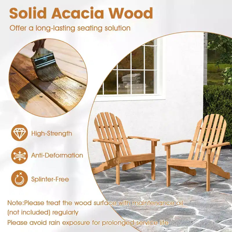 Costway Sedia Adirondack da Giardino 1/2/4 Pezzi con Sedile Inclinato Schienale Alto per Portico Cortile a Bordo Piscina