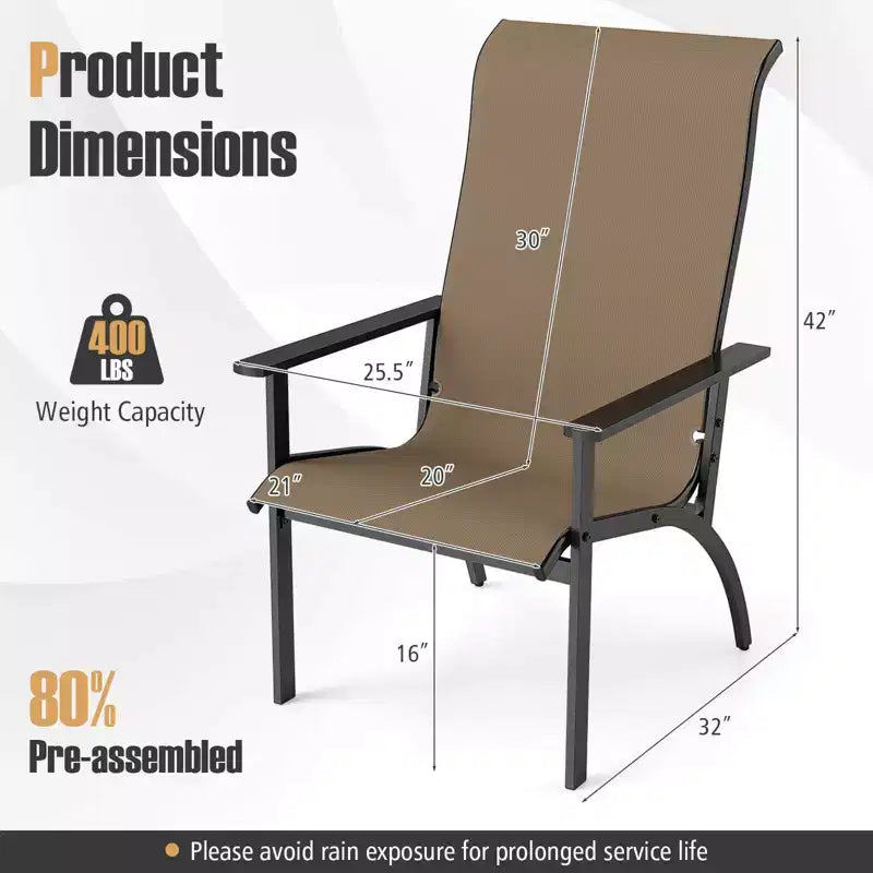 Costway Sedia Adirondack 1/2/4 Pezzi con Capacità di Peso di 180 kg Schienale Alto e Telaio in Metallo da Esterno