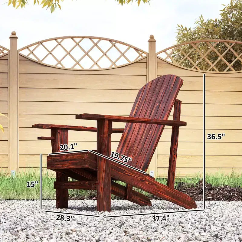 Sedia Adirondack in legno oversize con portabibite integrato, marrone