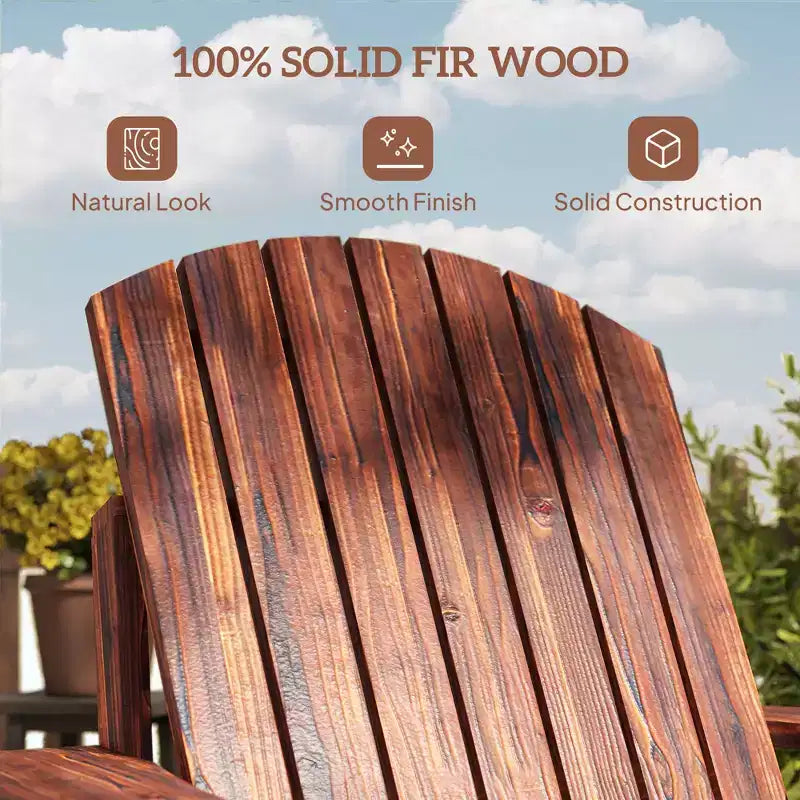 Sedia Adirondack in legno oversize con portabibite integrato, marrone