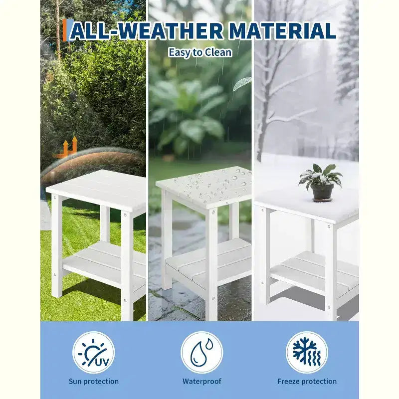 Set di 4 sedie Adirondack in plastica HDPE con 2 tavolini laterali - Sedie da falò in poly lumber sovradimensionate da 172 kg resistenti alle intemperie - Sedie da esterno per patio