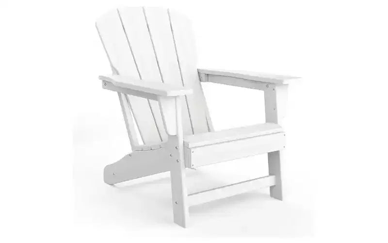 Set di 2 sedie da giardino Adirondack in HDPE, capacità 172 kg, resistenti alle intemperie, texture effetto legno, braccioli larghi, schienale a doghe