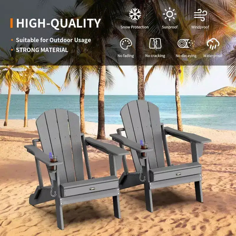 Chaise Adirondack pliante Karl Home Patio en PEHD avec porte-gobelet