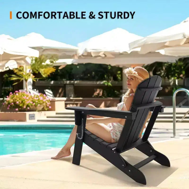 Chaise Adirondack pliante Karl Home Patio en PEHD avec porte-gobelet